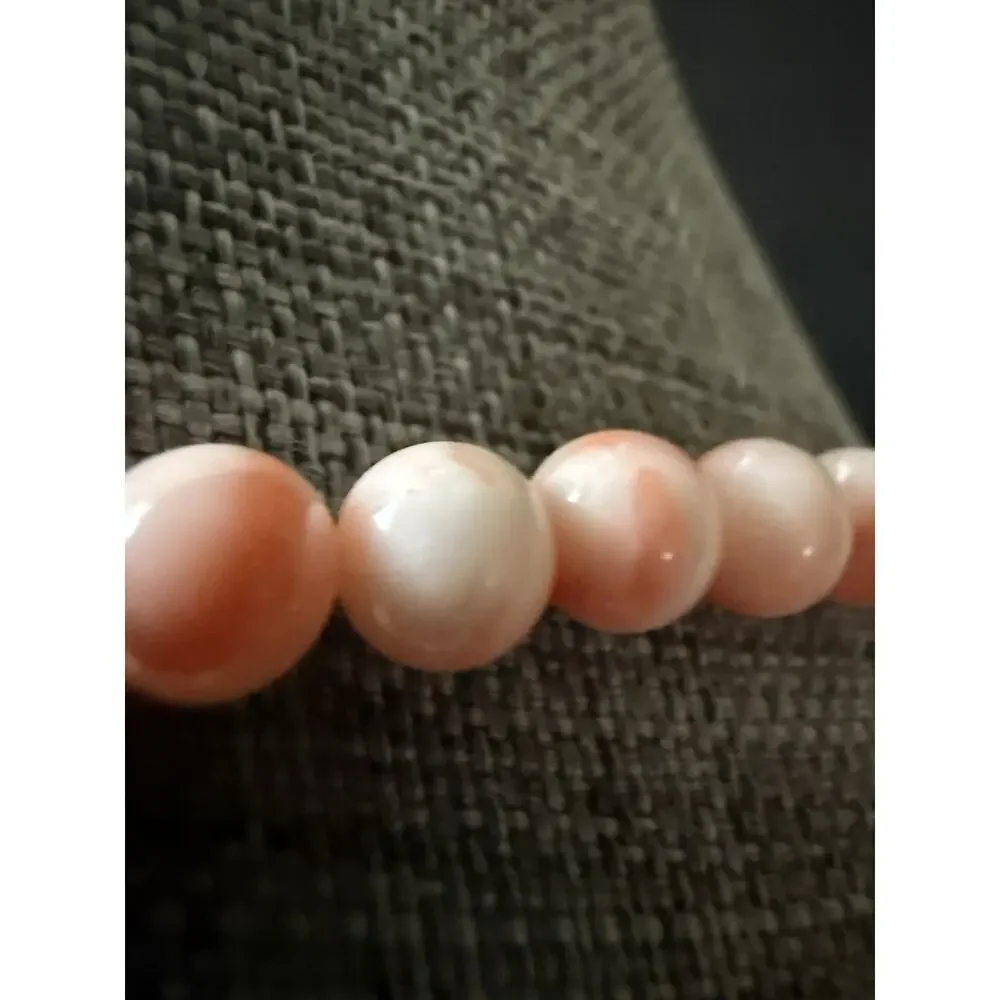 Vintage Angel Skin Coral Bead Necklace 18” Coastal Classic Cocktail Wedding